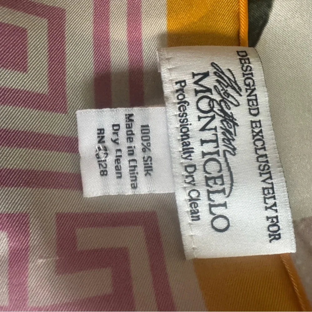 Floral Print Silk-Feel Scarf in Pink, Green & Yellow